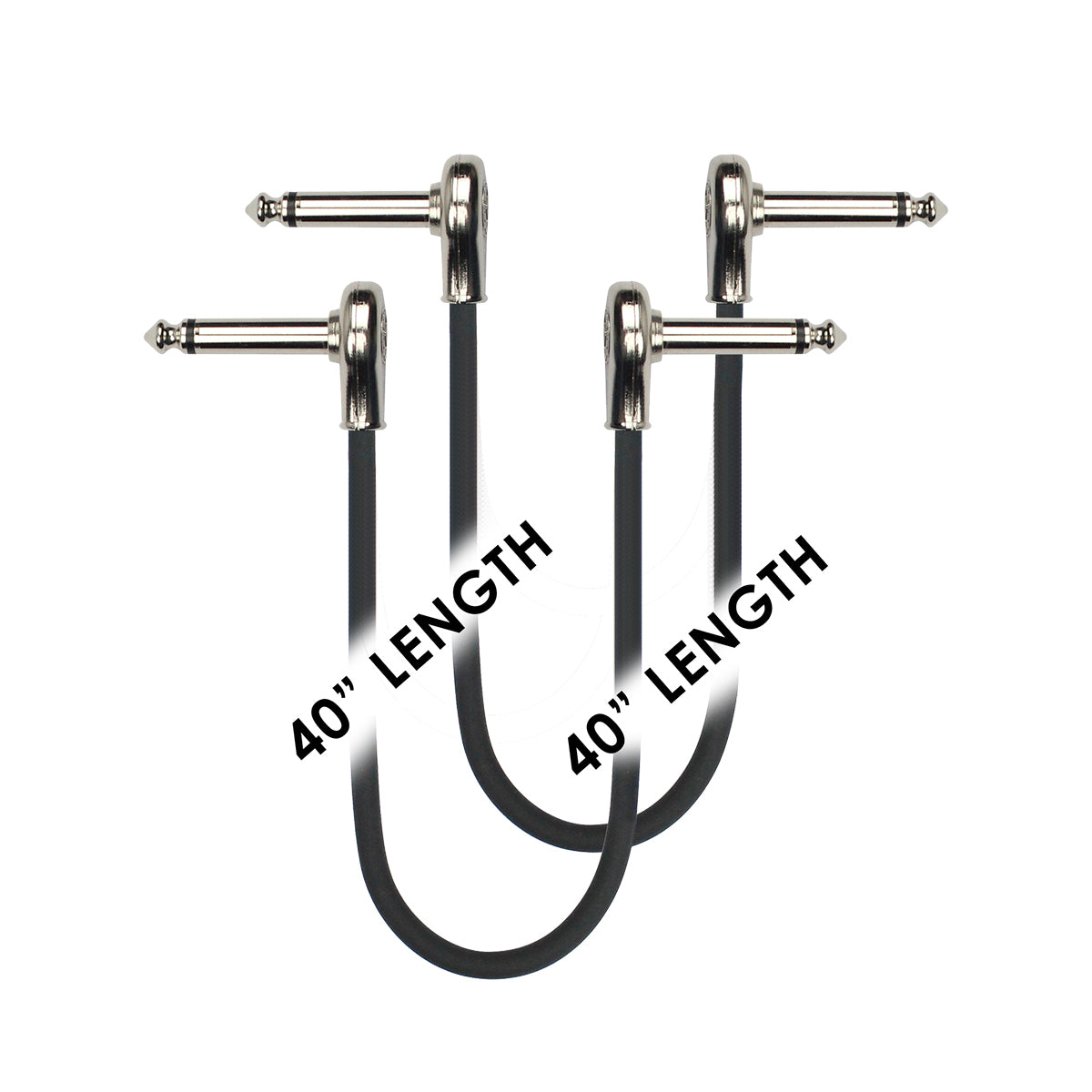 Kirlin 40" Flat Connector Black Patch Cables 2-Pack