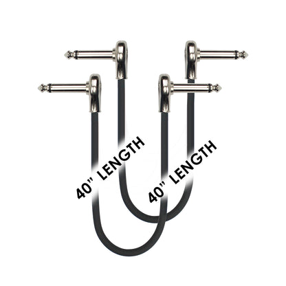 Kirlin 40" Flat Connector Black Patch Cables 2-Pack