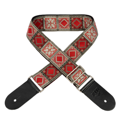 XTR 2" Deluxe Jacquard Weave Guitar Strap | Red/Sepia/Diamond/Flower