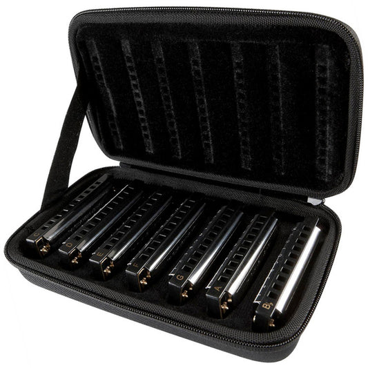 Hohner 7-Pce Blues Band Harmonica Set - Keys A Bb C D E F G w/ Case