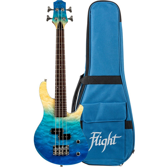 FLIGHT MINI BASS UKULELE SOLID BODY TRANSPARENT BLUE