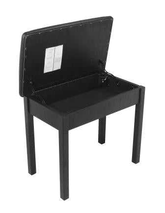 On Stage Keyboard/Piano Bench Flip-Top Solid Wood & Vinyl in Black