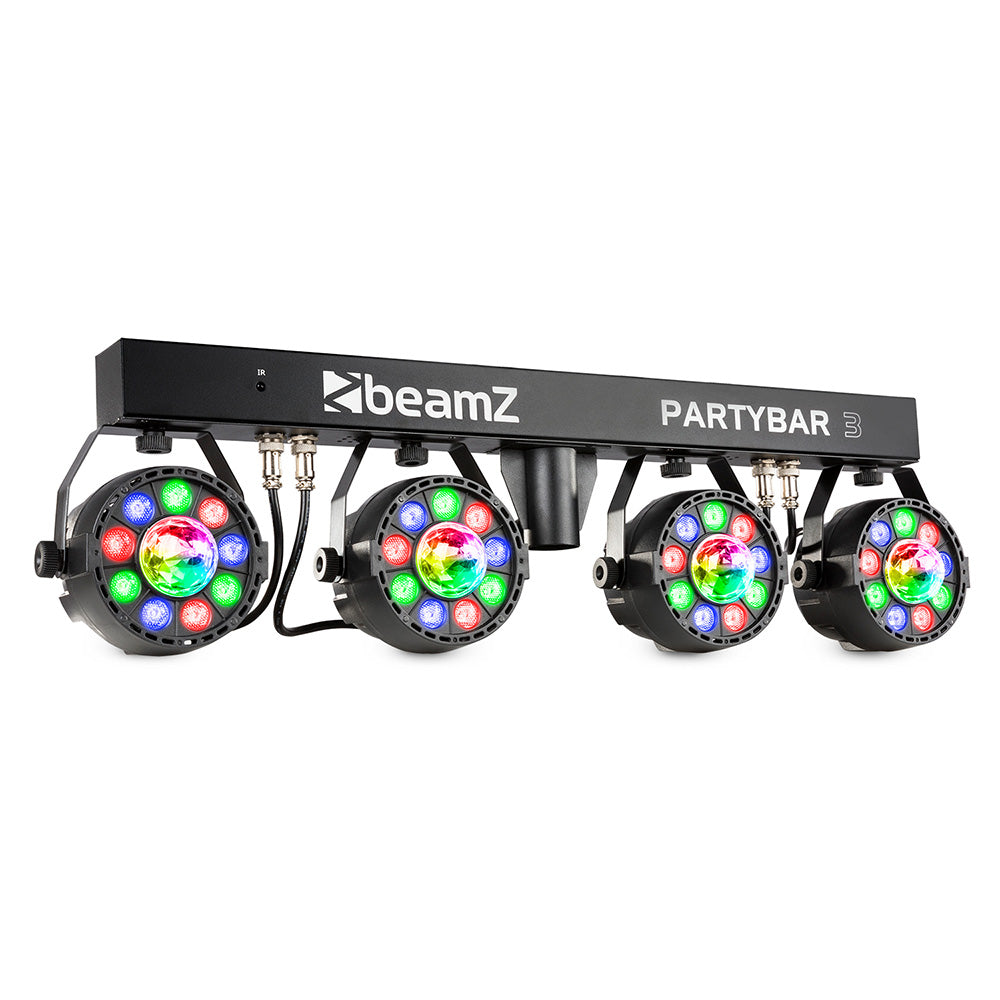 153.240 - Beamz PartyBar 3 4x Par with Magic Ball