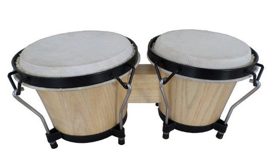 Percussion Plus 6 & 6-3/4" Wooden Bongos in Gloss Natural Lacquer Finish