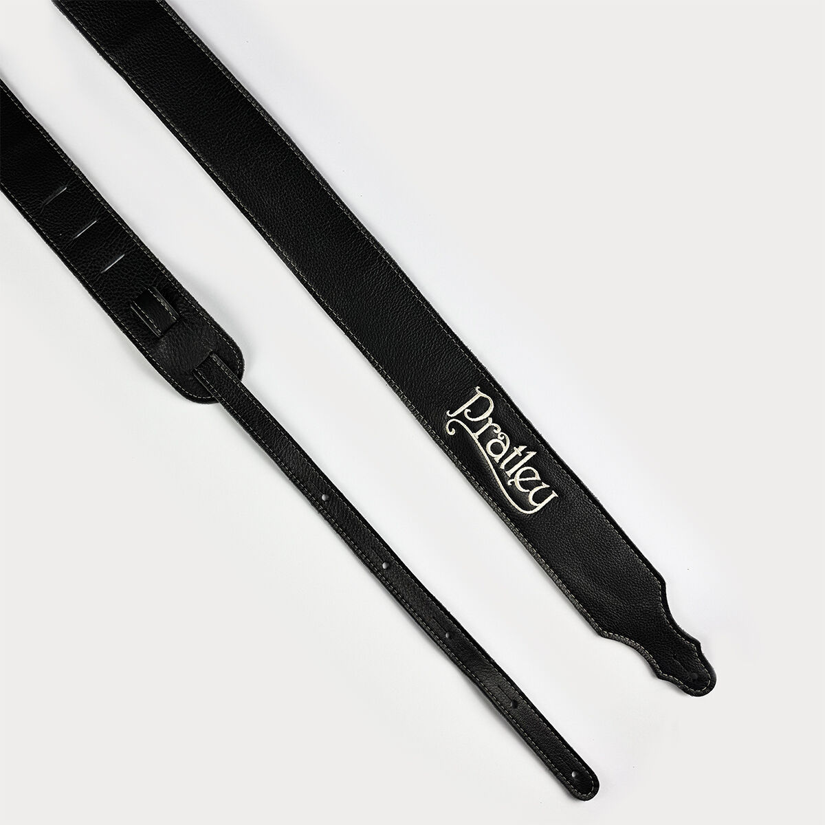 Pratley 2.5" Black Leather Strap with Suede Backing and embroidered logo [PRATSTRAP-BK]