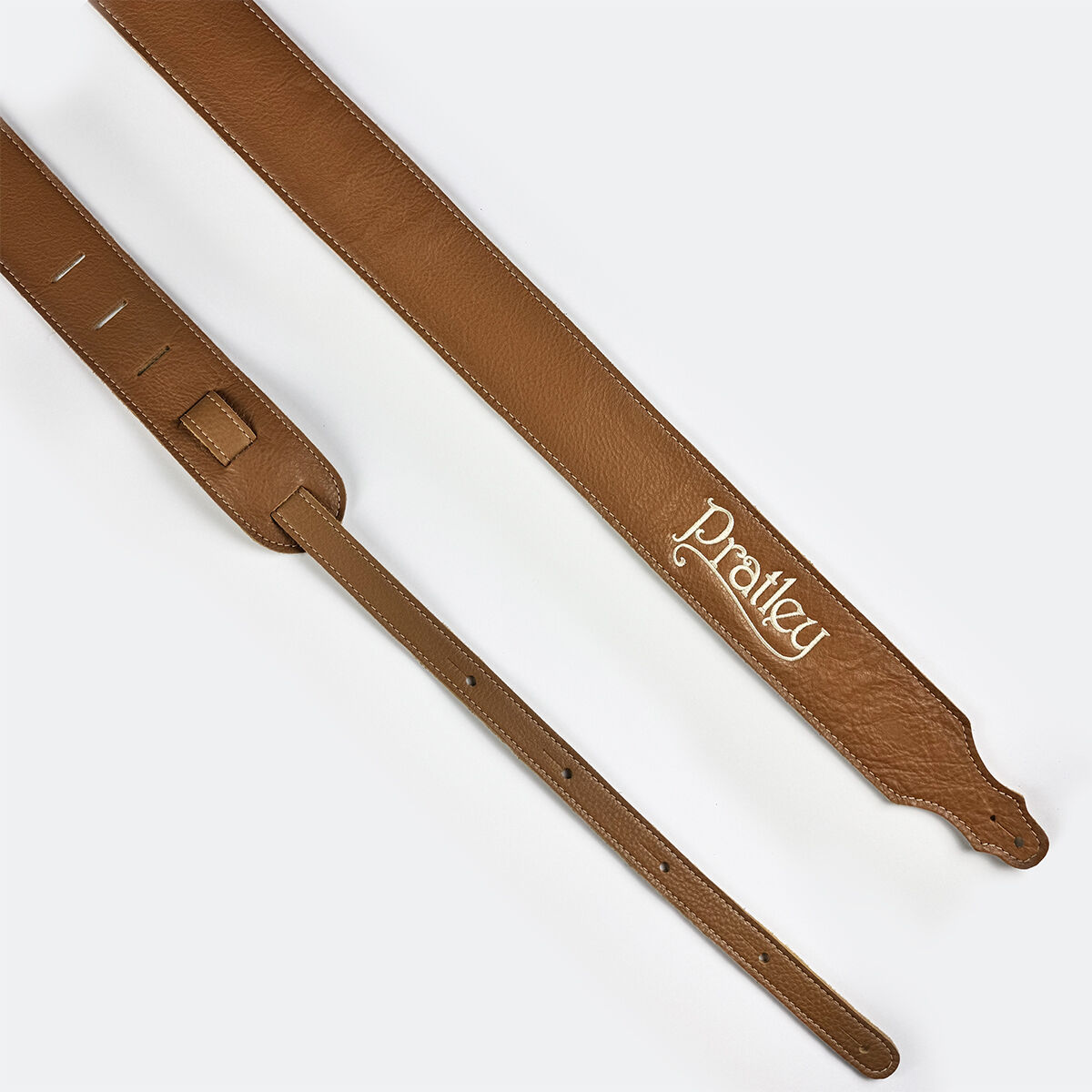 Pratley 2.5" Caramel Leather Strap with Suede Backing and embroidered logo [PRATSTRAP-CA]