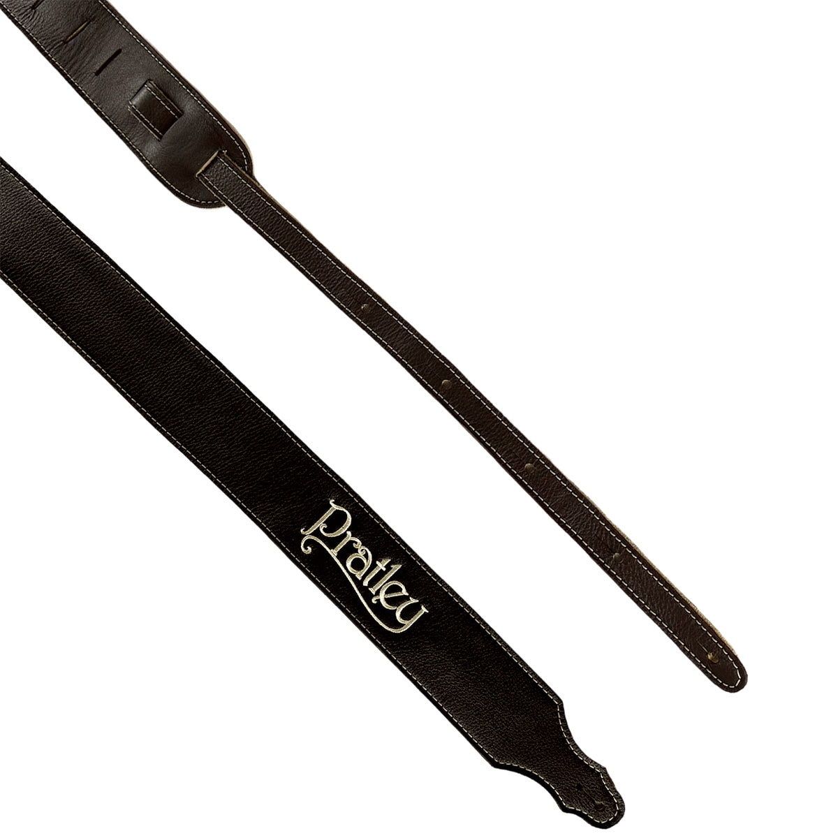 Pratley 2.5" Chocolate Leather Strap with Suede Backing and embroidered logo [PRATSTRAP-CH]