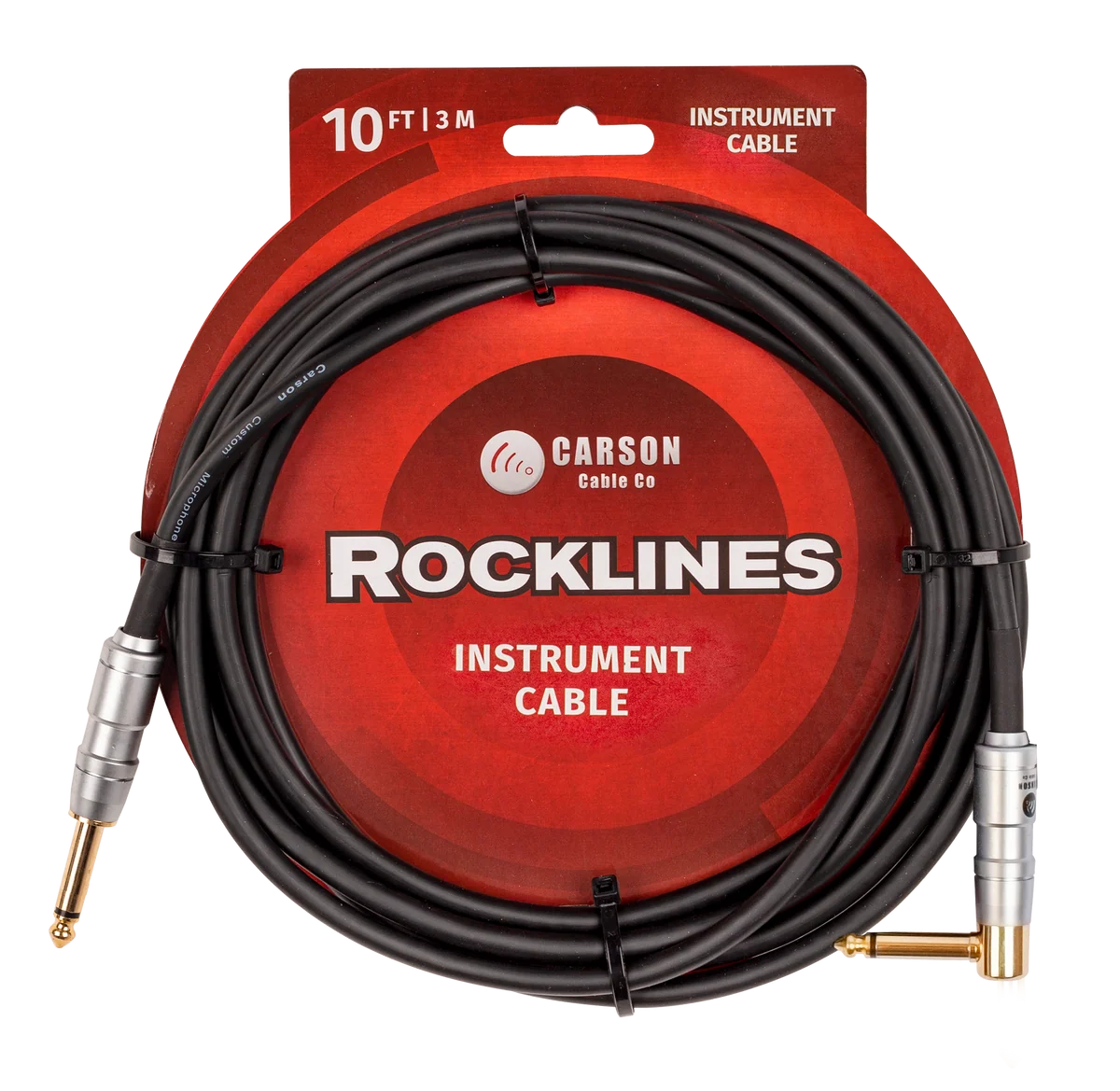 Carson 10ft Noiseless Guitar Cable Straight/Right Angle
