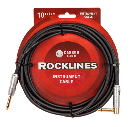 Carson 10ft Noiseless Guitar Cable Straight/Right Angle