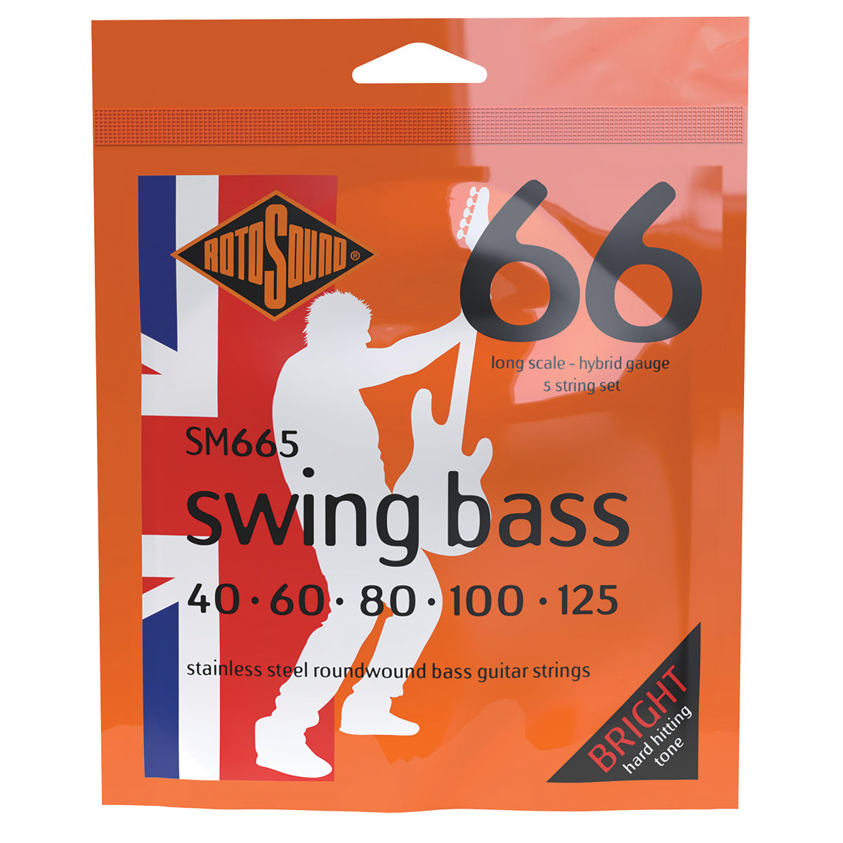 Rotosound RSM665 Swing Bass 66 Hybrid 40 - 125 Stainless Steel Long Scale 5-String Set