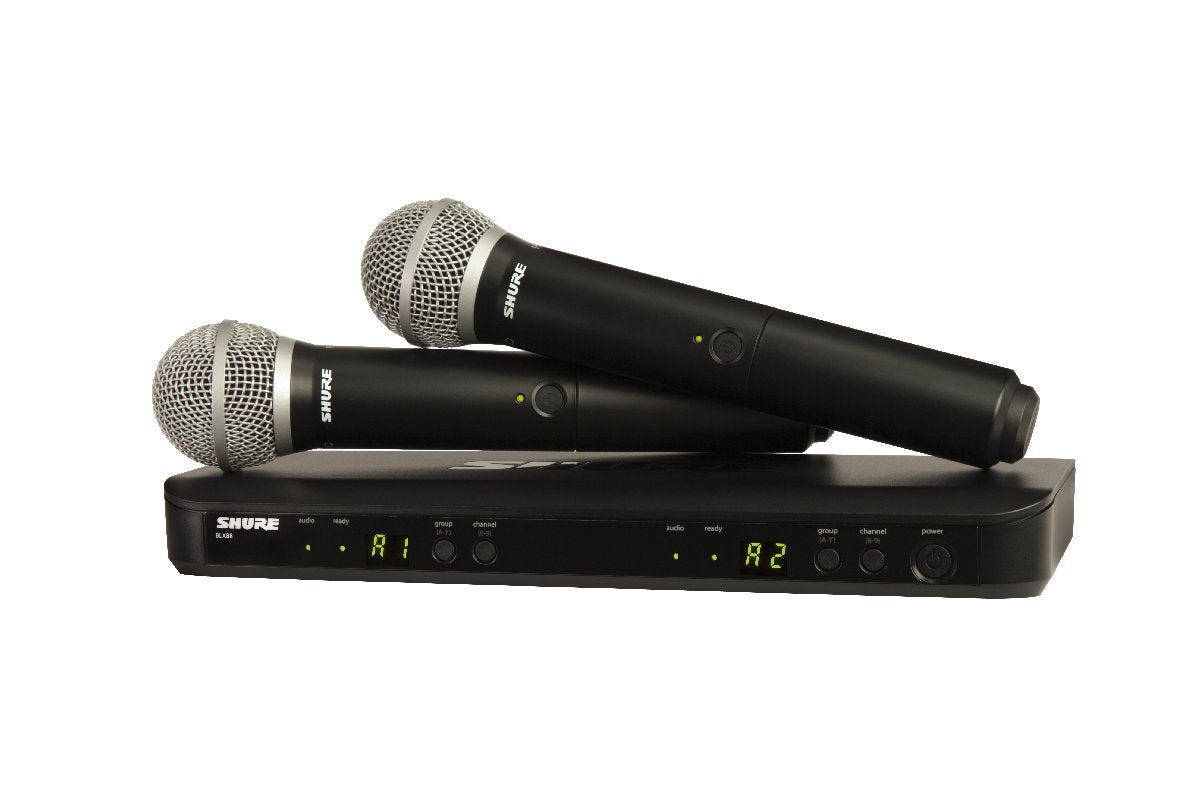 Wireless Dual Handheld System 2 x BLX2PG58 Mic & BLX88 RX Auto Setup:614-638MHz