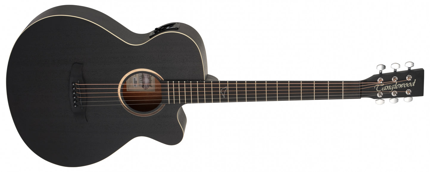 Tanglewood Blackbird Superfolk AE Guitar | Mahogony | Black Satin