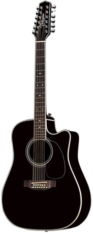 Takamine Legacy Series 12 String Dreadnought AC/EL Guitar with Cutaway in Black Gloss Finish