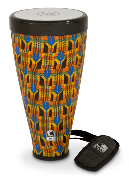 Toca Flex Drum 9-1/2" Junior in Kente Cloth with Strap