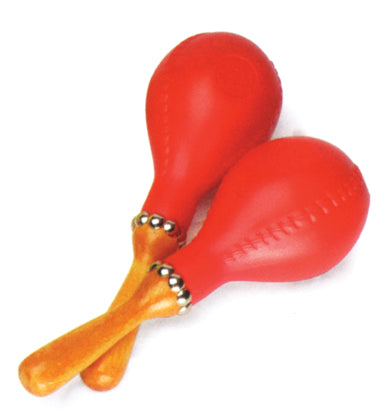 MARACAS OVAL SHAPE 10.5 INCH LONG RED PAIR