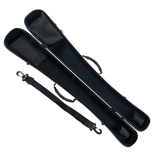 Vivo Bass Bow Case German/French Fits 2 Bows - Polycarbonate w/ Rosin Bag - Black