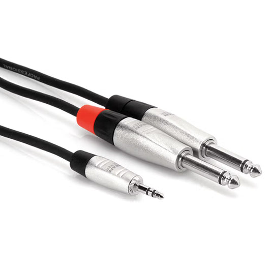 HOSA PRO HMP003Y PRO STEREO BREAKOUT REAN 3.5 MM TRS TO DUAL 1/4 IN TS 3 FT / 0.9M