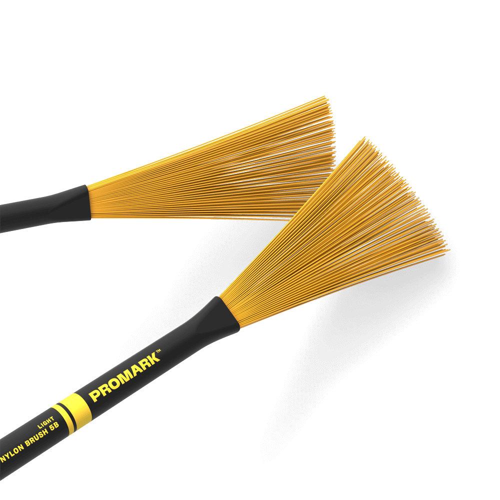 Promark Light Nylon Brushes – 5B Drumstick Brushes in Yellow Finish