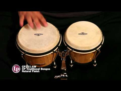 LP CP Traditional Wood Bongo Drums - Dark Wood Finish, 6" and 7"