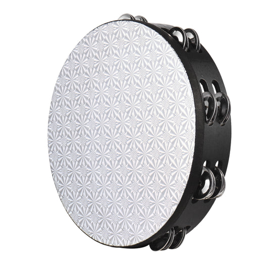 10-Inch Wooden Radiant Tambourine Handbell Hand Drum with Double Row