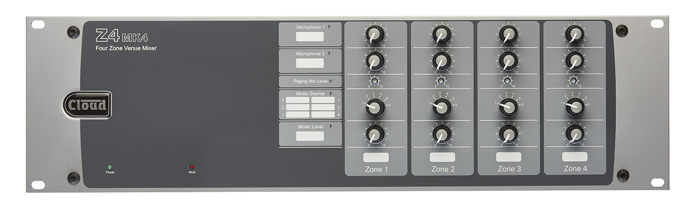4 Zone mono mixer 6 in + 2 mic Paging mic in 4 remote ins. Source and volume control