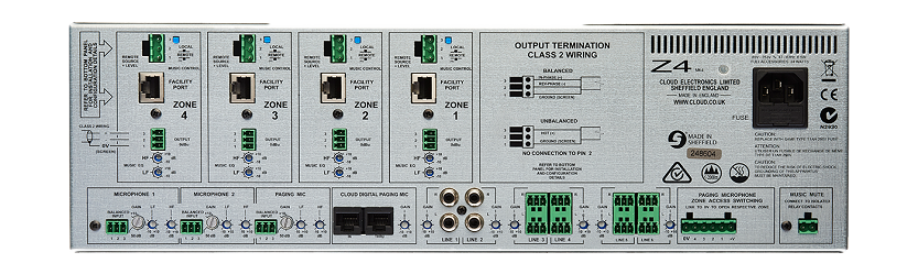 4 Zone mono mixer 6 in + 2 mic Paging mic in 4 remote ins. Source and volume control
